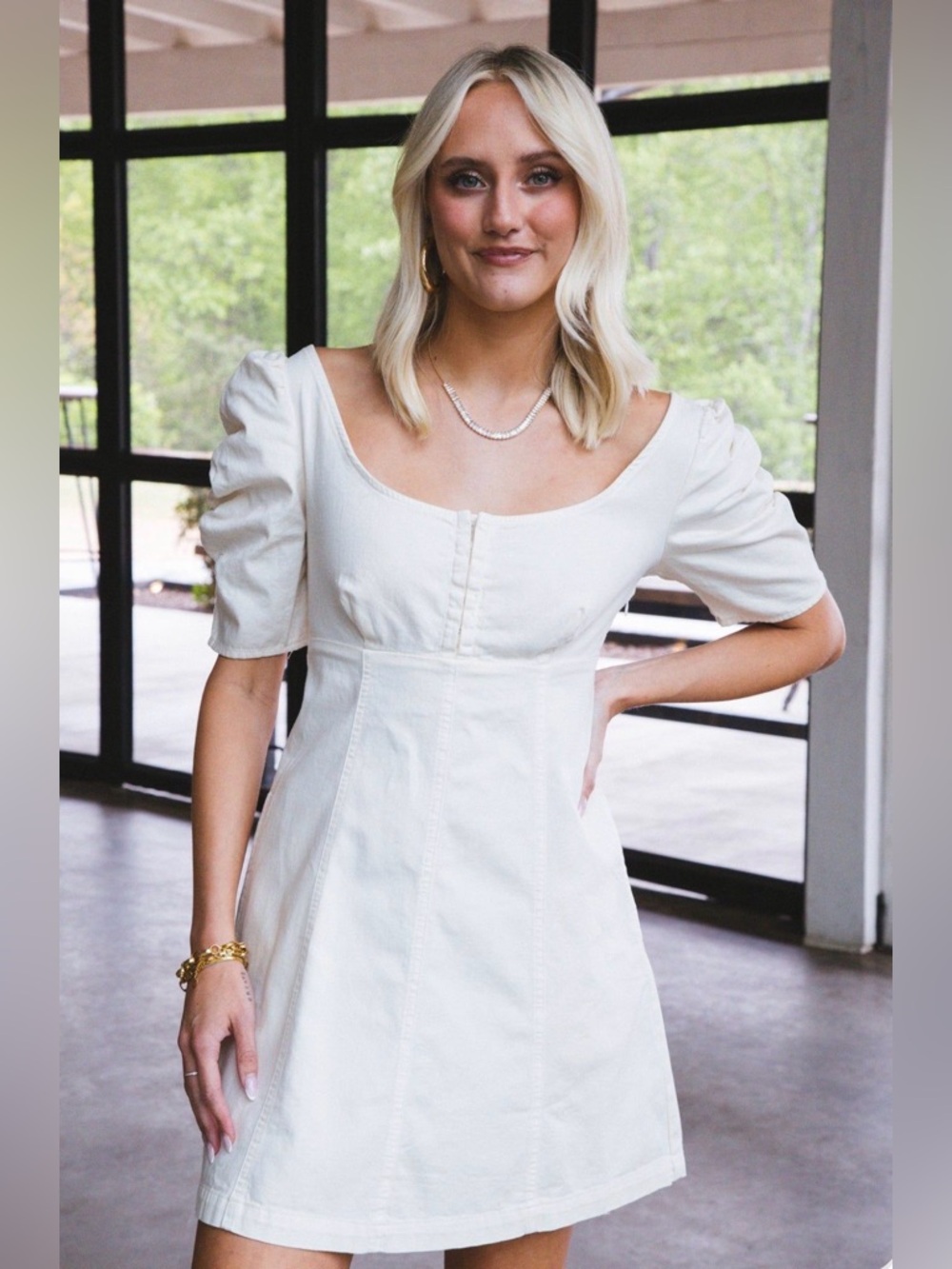 Free People cream denim Mini Dress